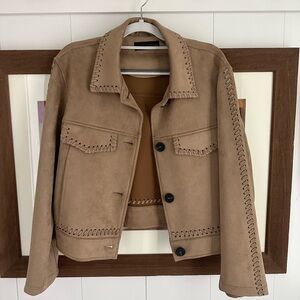 Zara Tan Utility Jacket with Stitch Detail